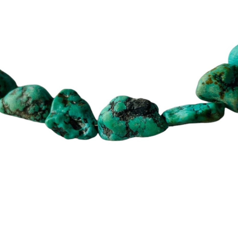 Chunky Raw Graduated Rustic Earthy Turquoise Necklace. - Picture 2 of 5
